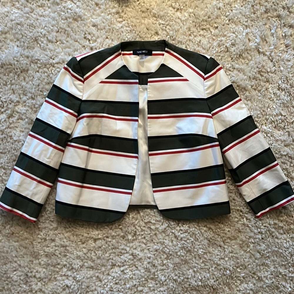 NINE WEST CROPPED STRIPED BLAZER